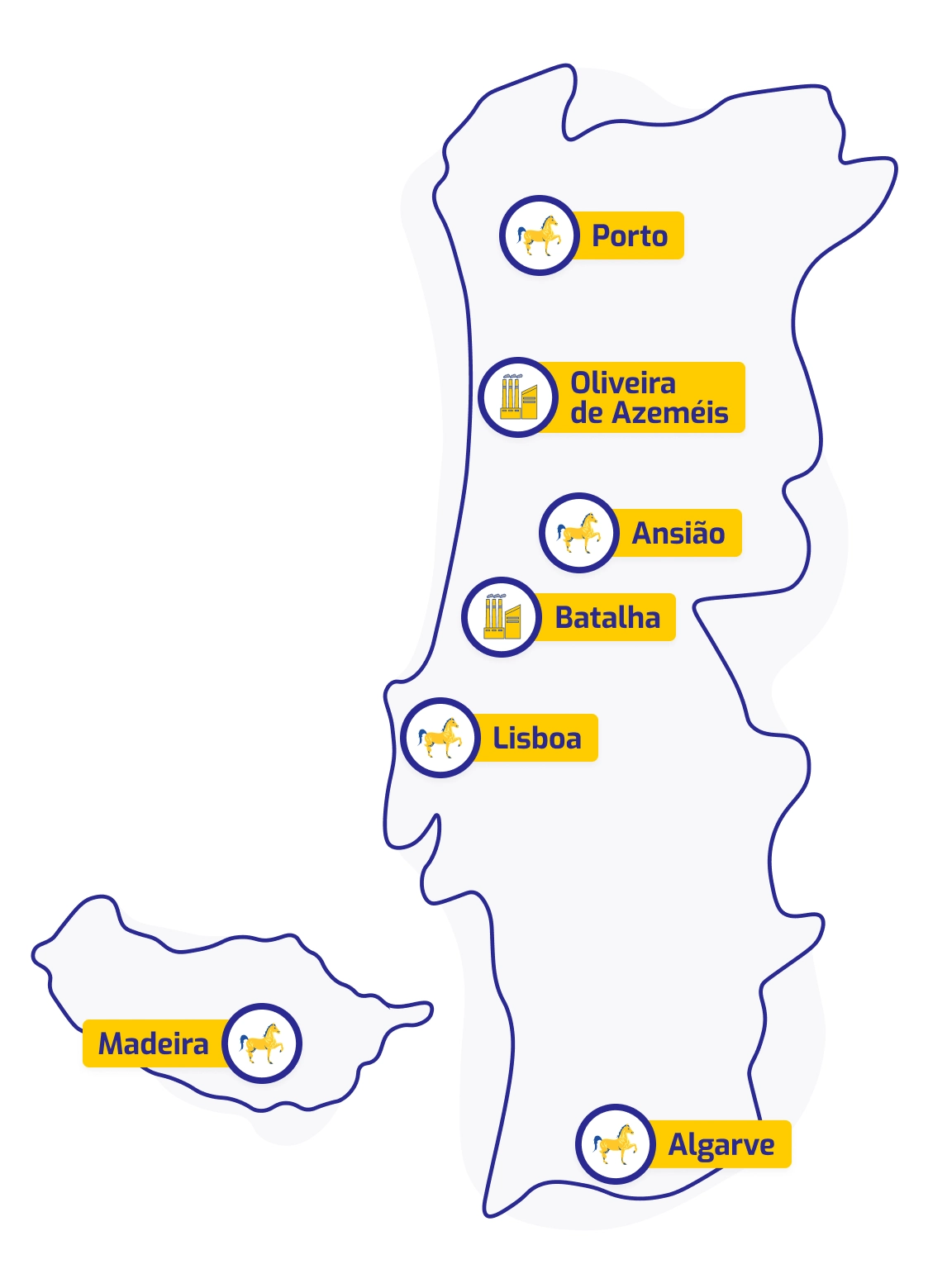Mapa das localizações Fipal em Portugal